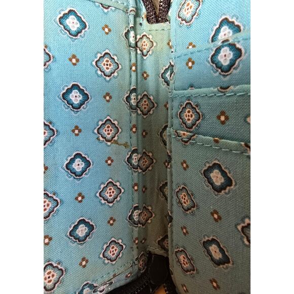 Vera Bradley All in One Wristlet Wallet Zip Java Blue Turquoise Brown - Picture 4 of 6